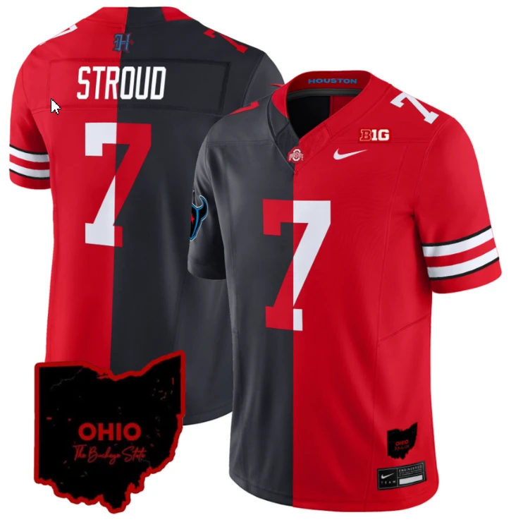 C.J. Stroud Jersey #7 Ohio State Buckeyes Split Vapor Football Stitched by NCAA Football Jersey