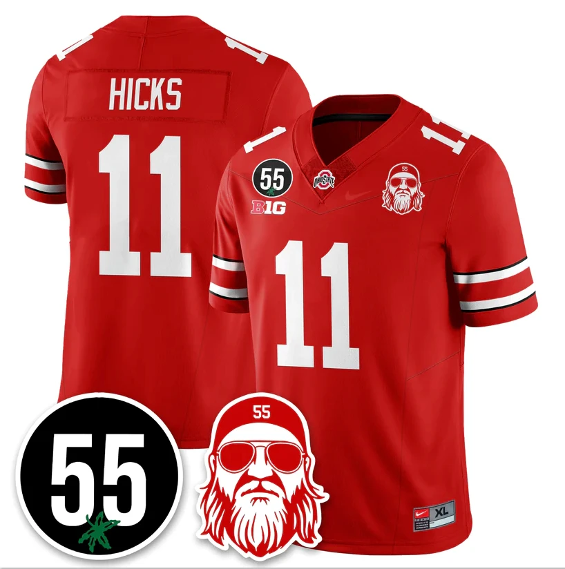 C.J. Hicks Jersey #11 Ohio State Buckeyes Nick Mangold Patch Stitched by My Store NCAA Football Jerseys