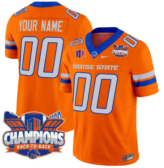 Custom Boise State Broncos Jersey Back To Back Champions Football Orange by My Store