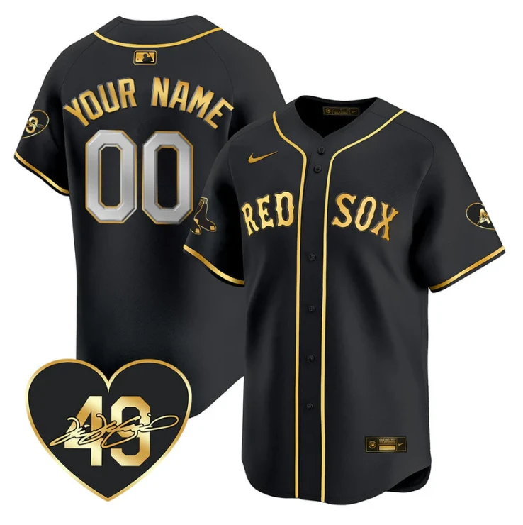 Custom Boston Red Sox Jersey Tim Wakefield Limited Memorial Patch Stitched Black Gold by My Store