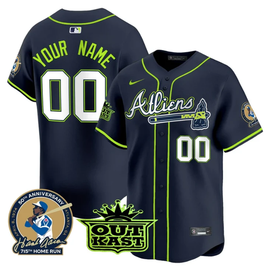 Custom Atlanta Braves Jersey Atliens Hank Aaron Patch Vapor Limited Stitched by My Store