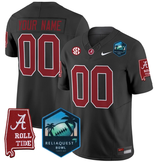 Custom Alabama Crimson Tide Jersey 2025 ReliaQuest Bowl Patch Black by My Store