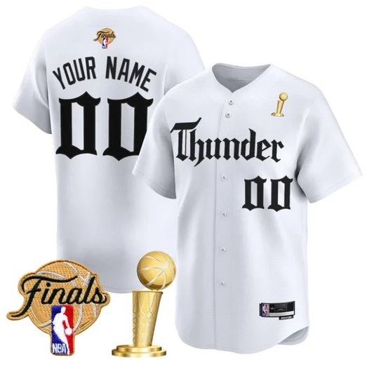 Custom Oklahoma City Thunder Jersey Gothic Storm 2025 Champions Stitched White by My Store