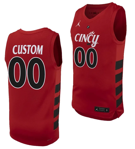Custom Cincinnati Bearcats Jersey Name and Number College Basketball Replica 2023-24 Red by My store basketball