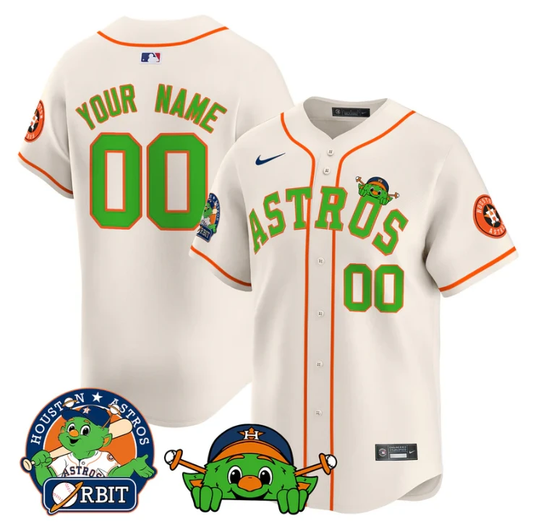 Custom Astros Jersey Name, Number Orbit Patch Vapor Premier Limited V3 Stitched Cream by My Store