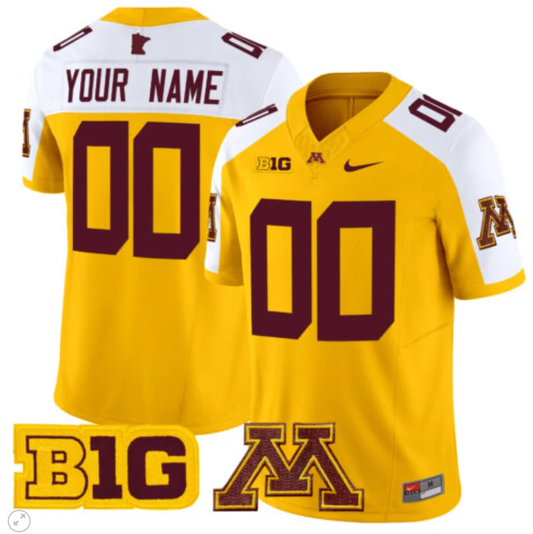 Custom Minnesota Golden Gophers Jersey Name and Number Vapor Limited Football Gold Alternate by My Store