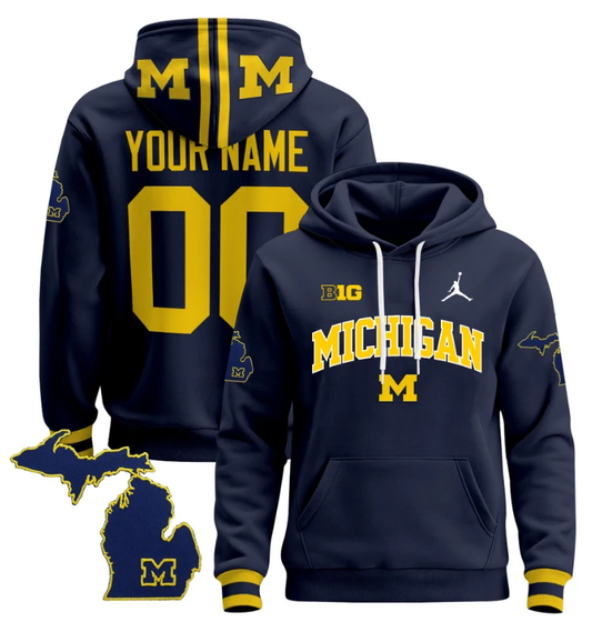 Custom Michigan Wolverines Hoodie Name, Number 2024 Pullover V2 Maize Alternate by Hoodie Pullover