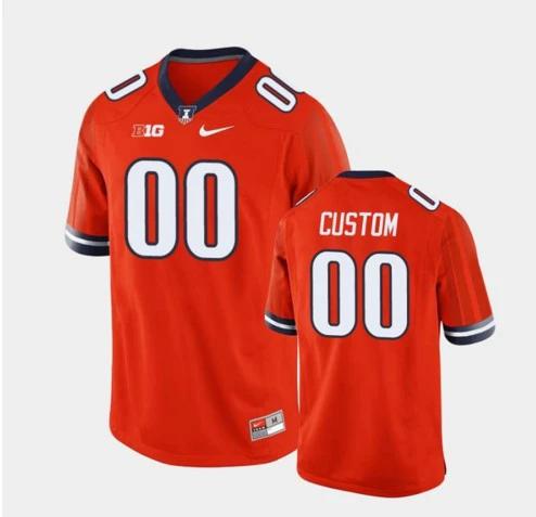 Custom Illinois Fighting Illini Jersey Name and Number NCAA College Football Orange by My Store