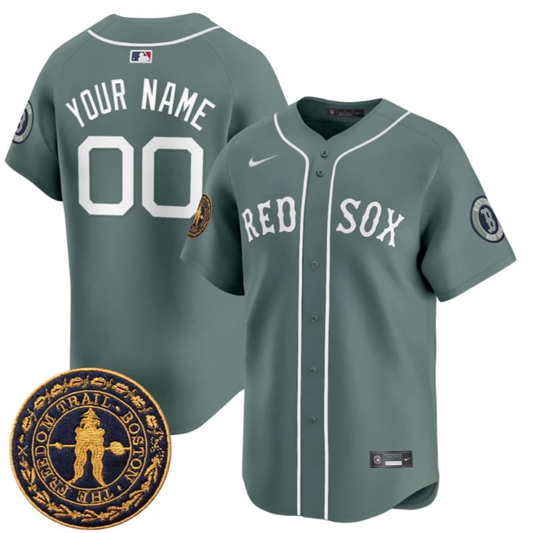 Custom Boston Red Sox Jersey Name, Number Freedom Trail Patch Vapor Premier Limited Stitched Green by My Store