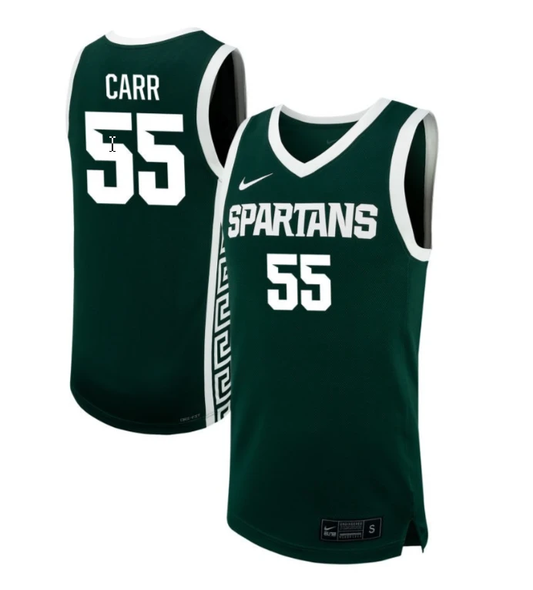 Coen Carr Jersey #55 Michigan State Spartans NIL Basketball Green by My store basketball