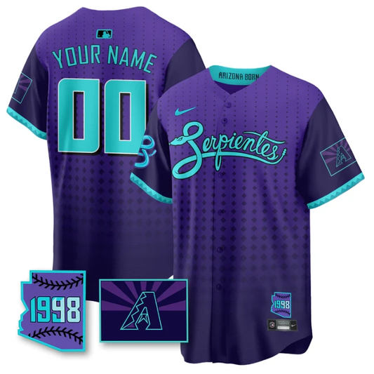 Custom Arizona Diamondbacks Jersey Purple for Second “Serpientes” City Connect Stitched Purple by My Store
