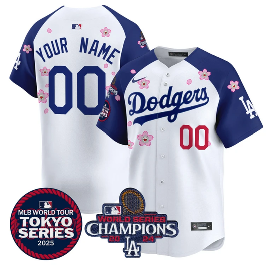 Custom Dodgers Jersey Tokyo Series 2025 World Series Champions Patch Vapor Stitched Alternate by My Store