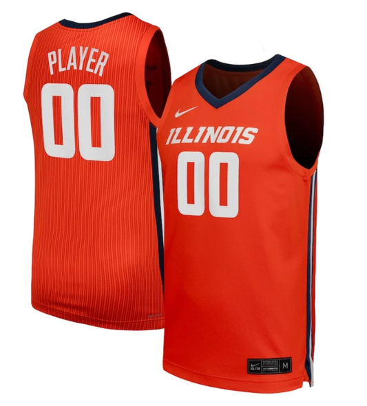 Custom Illinois Fighting Illini Jersey Name, Number NIL Basketball Orange by My store basketball