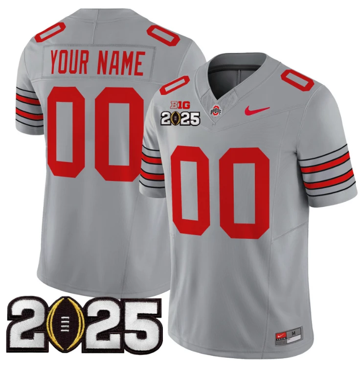 Custom Ohio State Buckeyes Jersey 'Heritage Stripe' 2025 CFP Final Gray by My Store