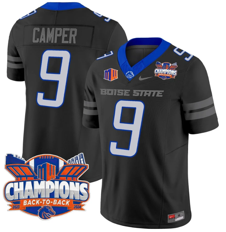 Cameron Camper Jersey #9 Boise State Broncos Back To Back Champions Black by My Store