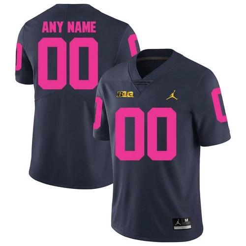 Custom Michigan Wolverines Jersey Name and Number NCAA College Football Navy Pink by My Store