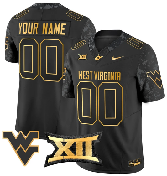 Custom West Virginia Mountaineers Jersey Name, Number Gold Vapor Football Black Gold by My Store