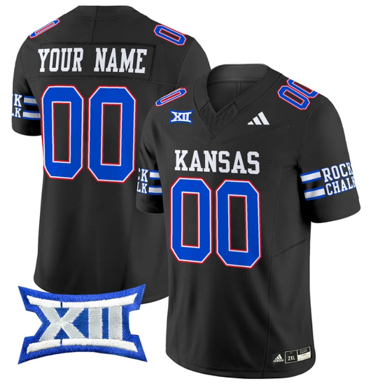 Custom Kansas Jayhawks Jersey Name and Number 2024 Vapor College Football Vapor Limited Black by My Store