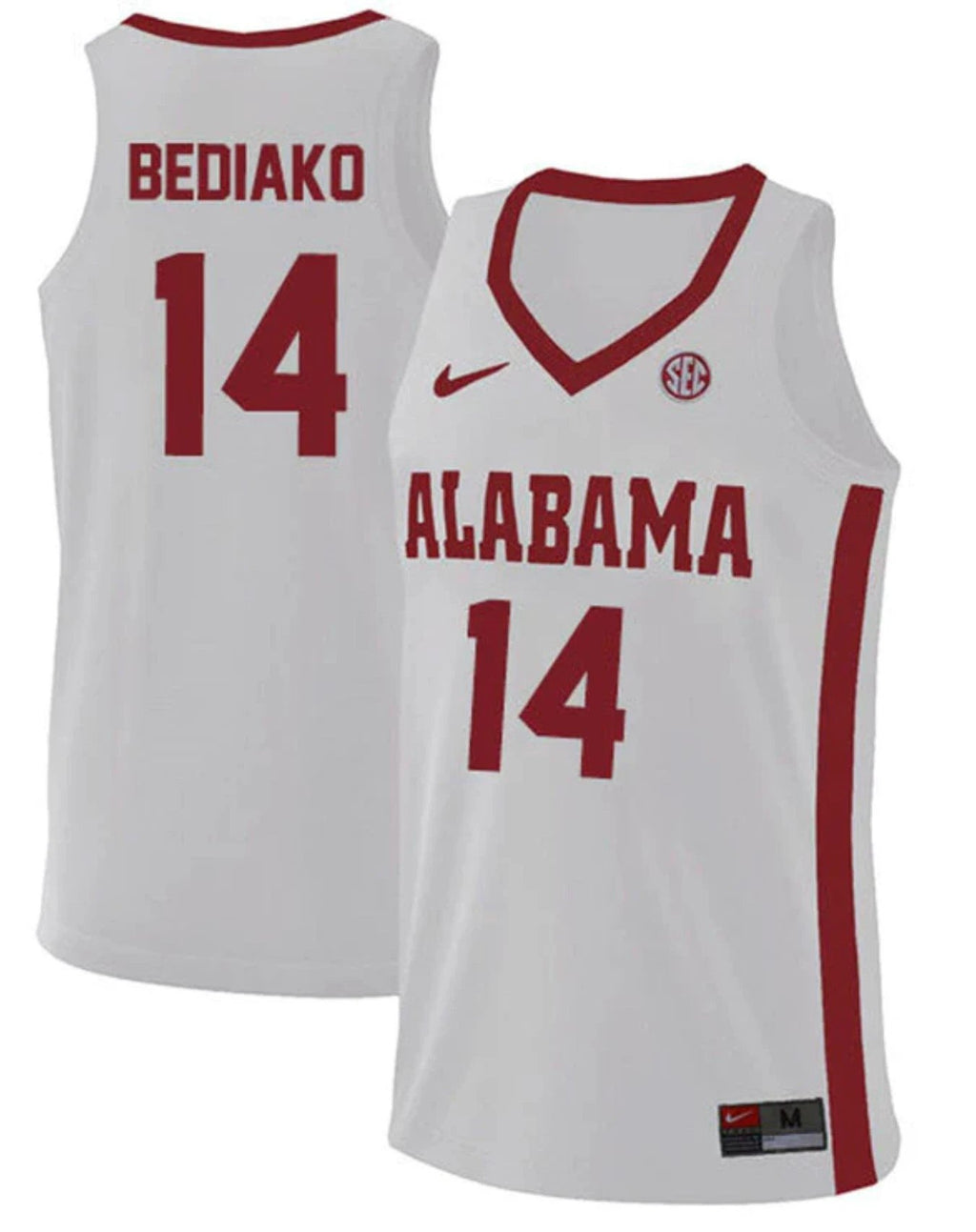 Charles Bediako Jersey Alabama Crimson Tide College Basketball Replica White #14 by My store basketball