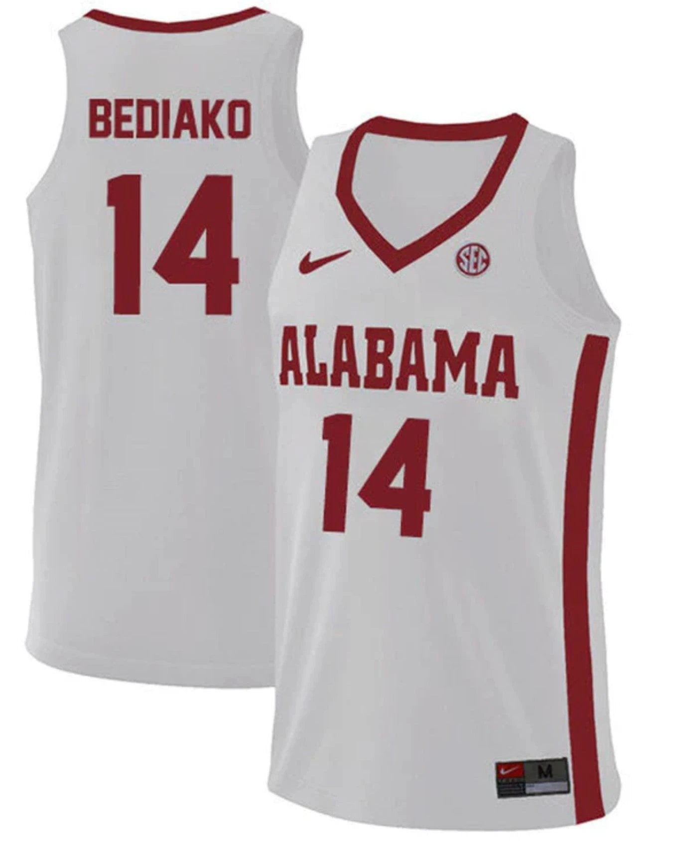 Charles Bediako Jersey Alabama Crimson Tide College Basketball Replica White #14 by My store basketball