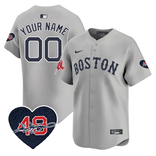 Custom Boston Red Sox Jersey Tim Wakefield Limited Memorial Patch Stitched Gray by My Store