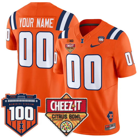 Custom Illinois Fighting Jersey 2025 Cheez-It Citrus Bowl Orange by My Store