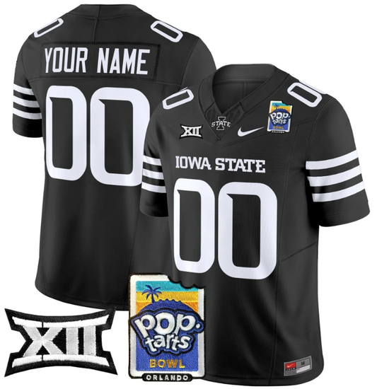 Custom Iowa State Cyclones Jersey 2025 PopTarts Bowl Patch Black by My Store