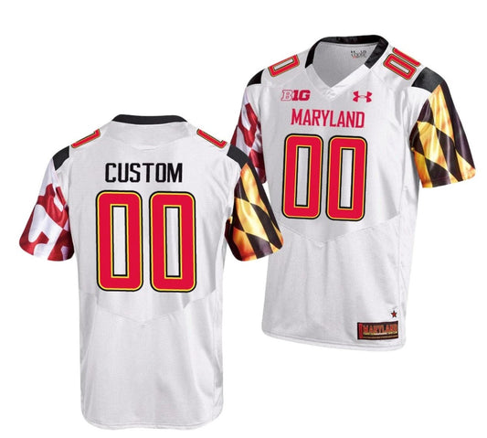 Custom Maryland Terrapins Jersey Name and Number NCAA College Football BIG White by My Store