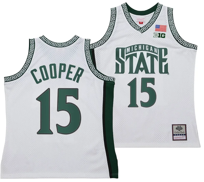 Carson Cooper Jersey #15 Michigan State Spartans 125th Basketball Anniversary 1999 Throwback White by My store basketball