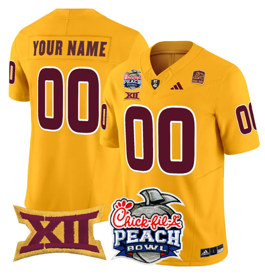 Custom Arizona State Sun Devils Jersey 2025 Peach Bowl Patch Gold by My Store