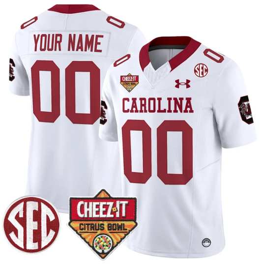 Custom South Carolina Gamecocks Jersey Cheez-It Citrus Bowl Patch White by My Store