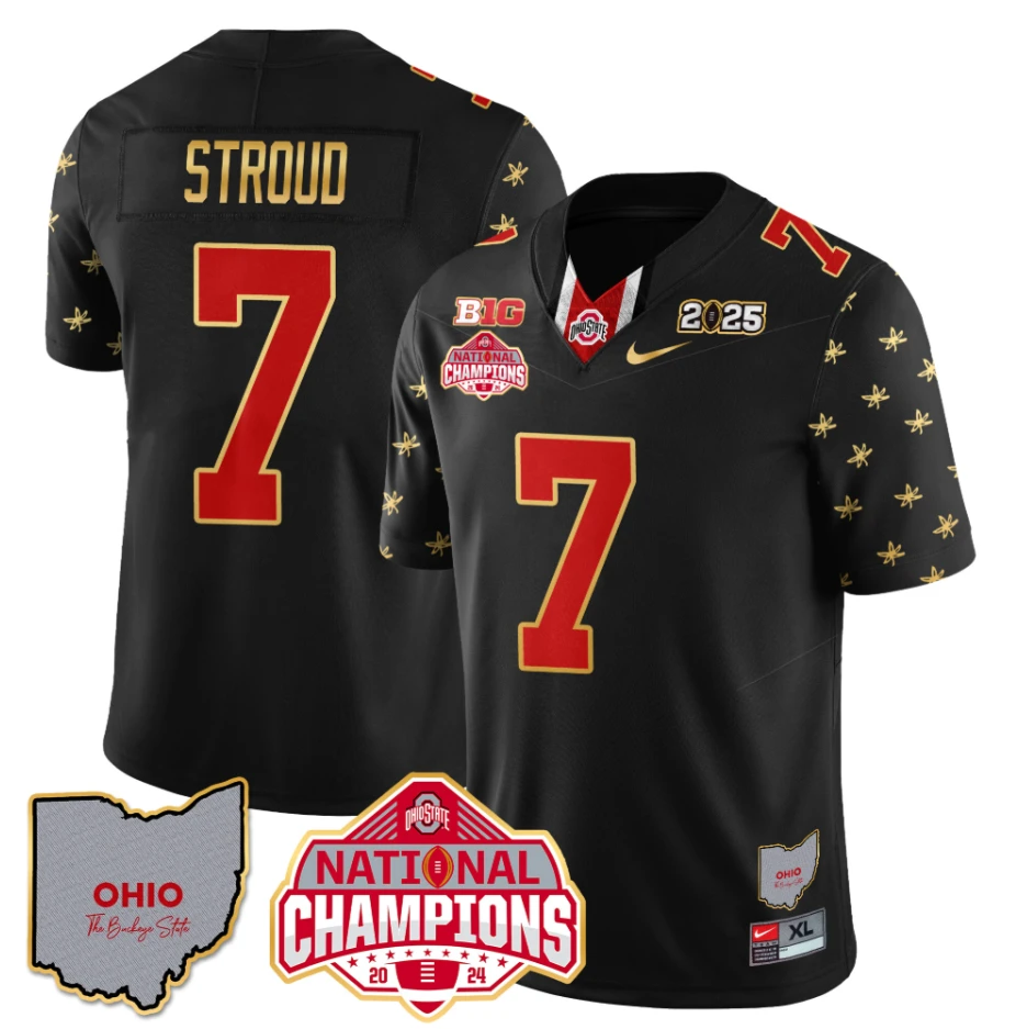 C J Stroud Jersey #7 Ohio State National Champions 2025 Patch by My Store NCAA Football Jerseys