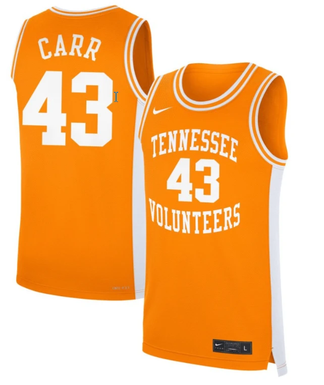 Cameron Carr Jersey #43 Tennessee Volunteers Basketball NIL Orange by My store basketball