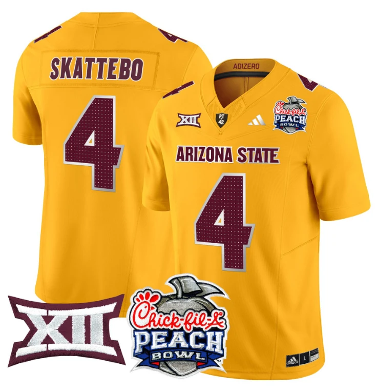 Cam Skattebo Jersey #4 Arizona State Sun Devils 2025 Peach Bowl Gold by My Store