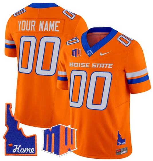 Custom Boise State Broncos Jersey Name, Number Home Patch Vapor Football Orange Alternate by My Store