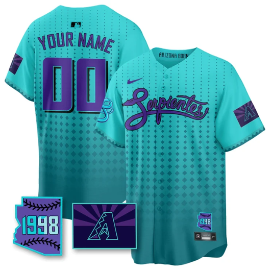Custom Arizona Diamondbacks Jersey Purple for Second “Serpientes” City Connect Stitched Teal by My Store