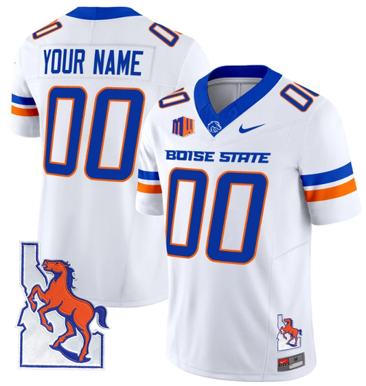 Custom Boise State Broncos Jersey Name, Number Map Patch Vapor Football White by My Store