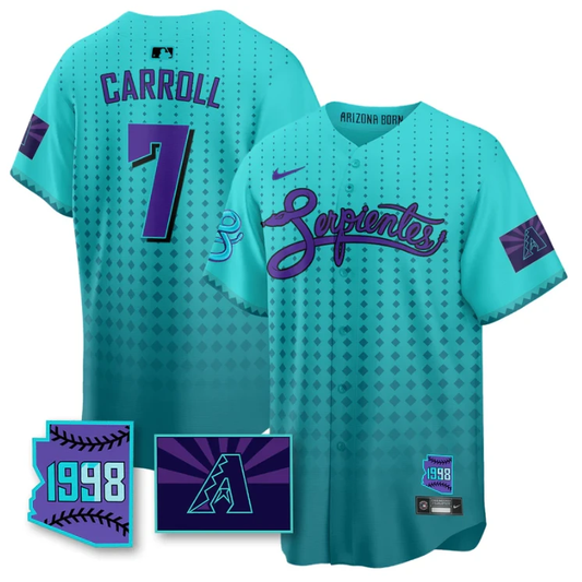 Corbin Carroll Jersey #7 Arizona Diamondbacks Serpientes City Connect Stitched Teal by My Store