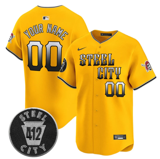 Custom Pittsburgh Pirates Jersey 412 Patch Vapor Premier Limited V8 Stitched Gold by My Store
