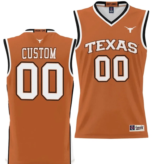 Custom Texas Longhorns Jersey Name and Number NIL College Basketball Lightweight Orange by My store basketball