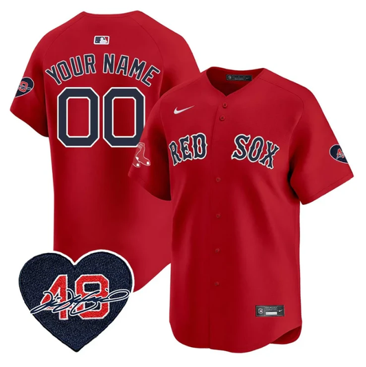 Custom Boston Red Sox Jersey Tim Wakefield Limited Memorial Patch Stitched Red by My Store
