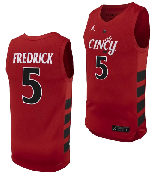 CJ Fredrick Jersey #5 Cincinnati Bearcats College Basketball Replica 2023-24 Red by My store basketball