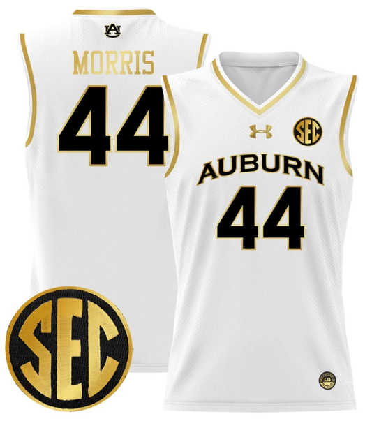 Chris Morris Jersey #44 Auburn Tigers 2024 Lightweight Basketball White Gold by My store basketball