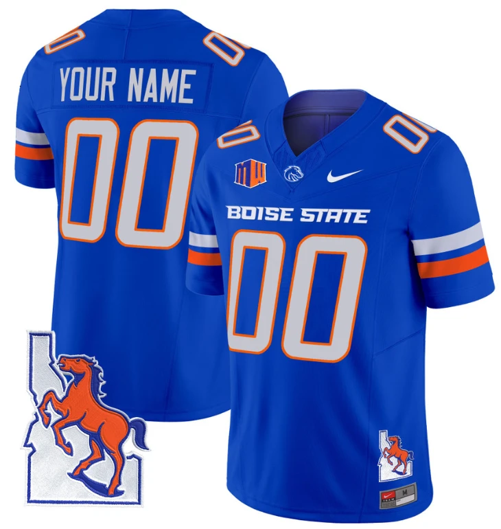 Custom Boise State Broncos Jersey Name, Number Map Patch Vapor Football Royal by My Store