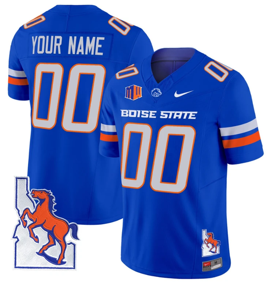 Custom Boise State Broncos Jersey Name, Number Map Patch Vapor Football Royal by My Store