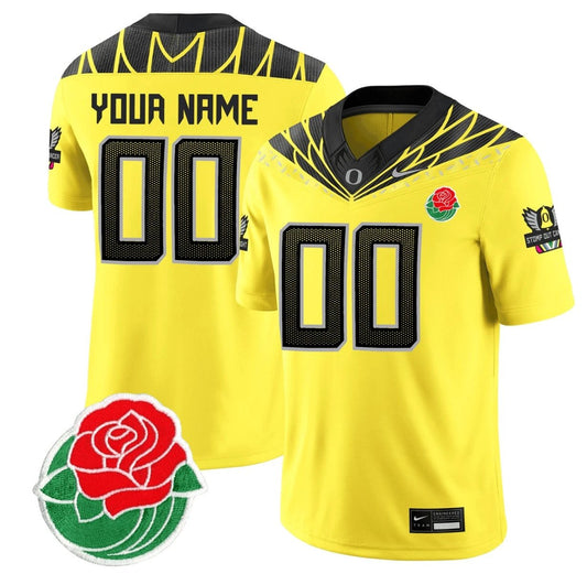 Custom Oregon Ducks Jersey Rose Bowl Patch Vapor Football Stitched Yellow by My Store