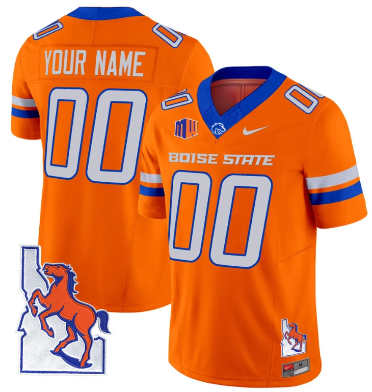 Custom Boise State Broncos Jersey Name, Number Map Patch Vapor Football Orange by My Store