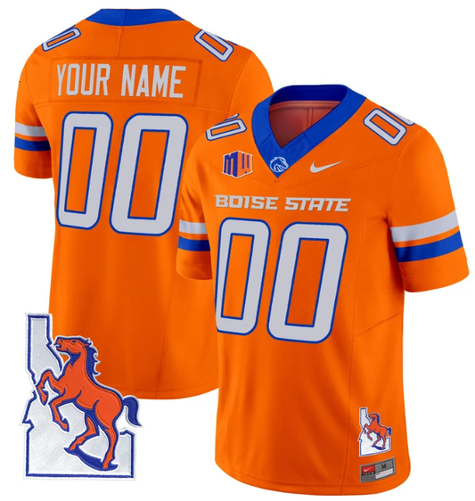 Custom Boise State Broncos Jersey Name, Number Map Patch Vapor Football Orange by My Store