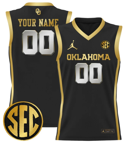 Custom Oklahoma Sooners Jersey 2024 Lightweight Basketball Stitched Black Gold by My store basketball