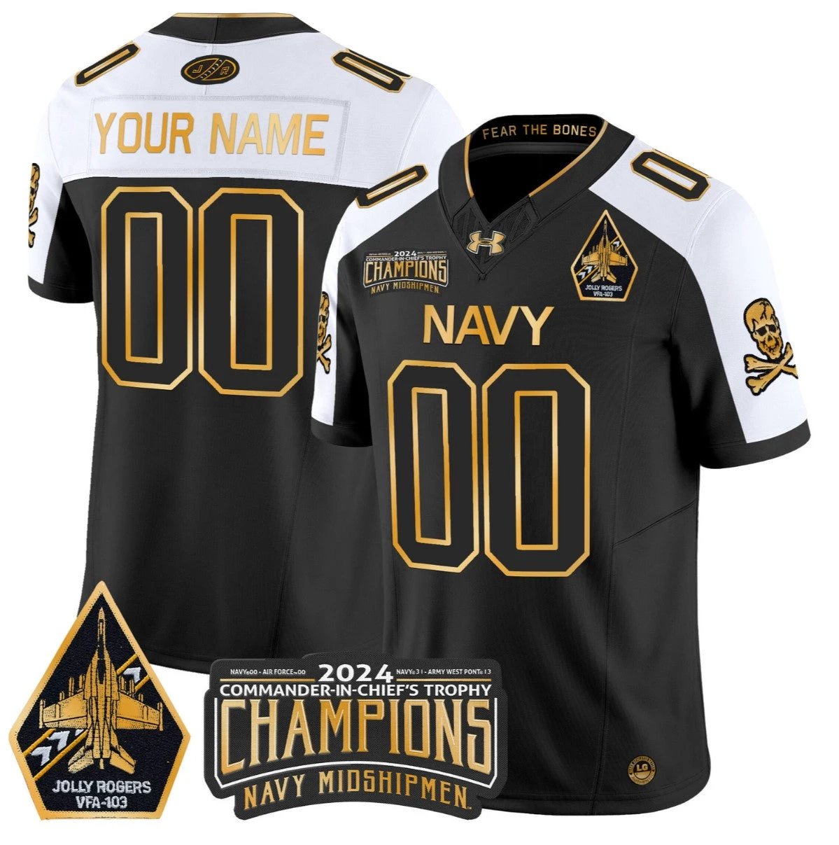 Custom Navy Midshipmen Jersey Commander-in-chief's Trophy Champions Alternate by NCAA Football Jersey